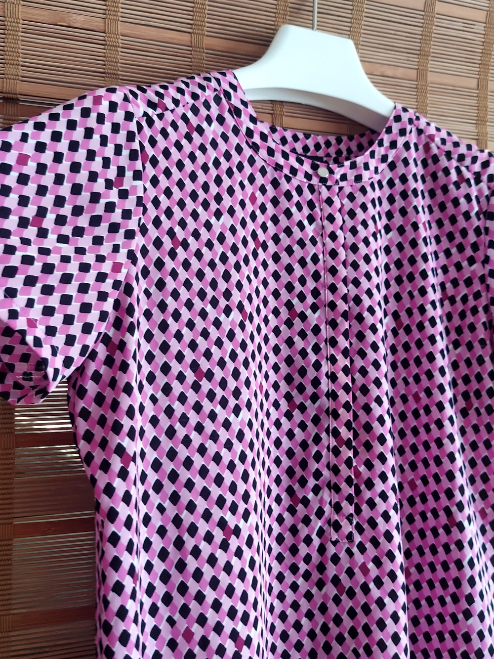 JM Collection Pink Short-Sleeve Geometric Print Shirt